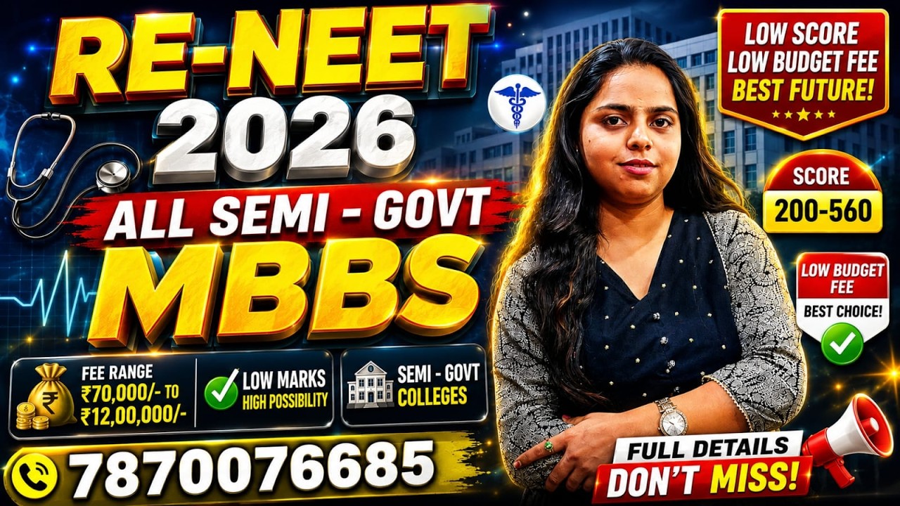 RE-NEET 2026 🔥 All Semi Government MBBS Colleges | Low Score (200-560) MBBS Admission | Live