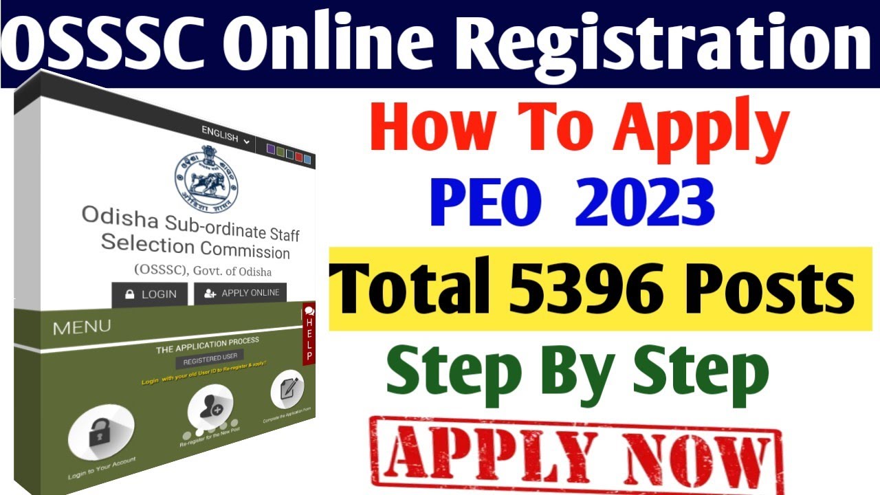 OSSSC PEO Junior Assistant Online Registration// How to Apply OSSSC PEO //Step by Step apply