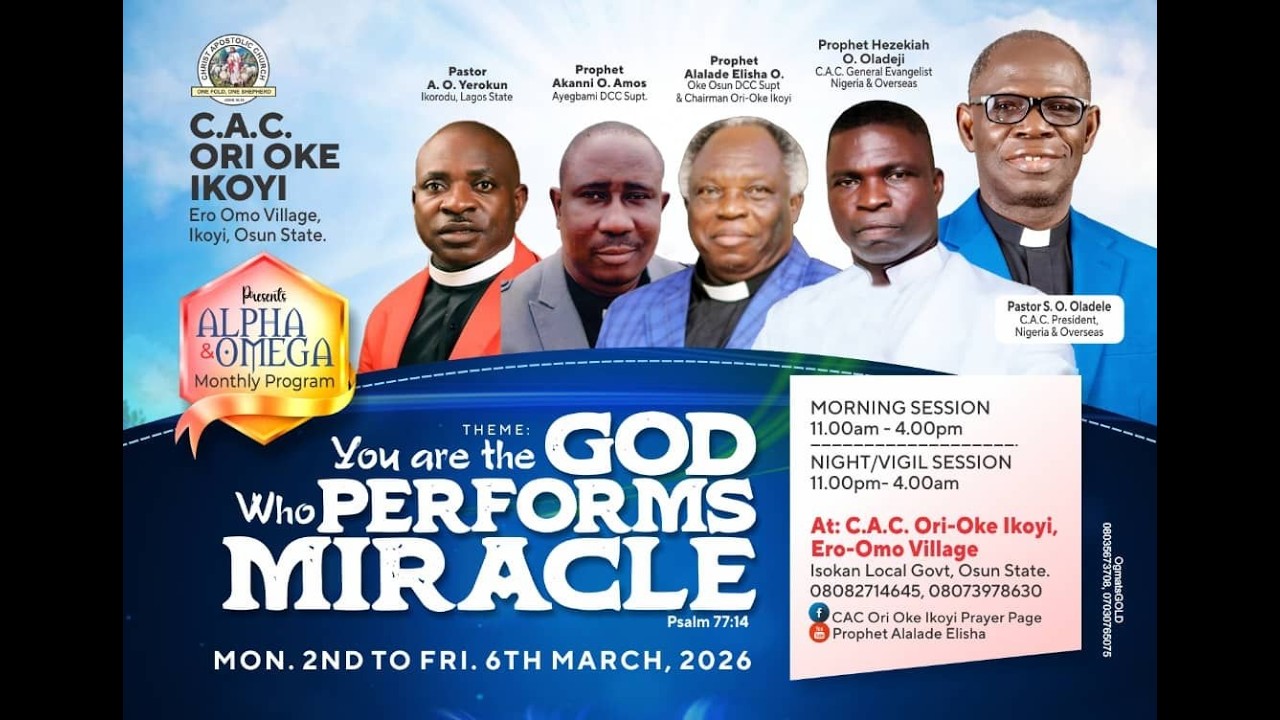 YOU ARE THE GOD THAT PERFORMS MIRACLE || Alpha & Omega Monthly Program March Day 1(Night Session)