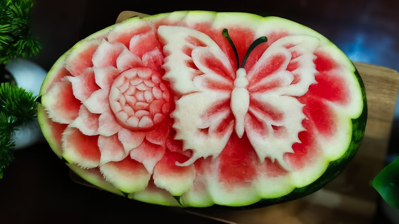 Butterfly Carving With Watermelon | Watermelon Carving Ideas | Easy fruit decoration