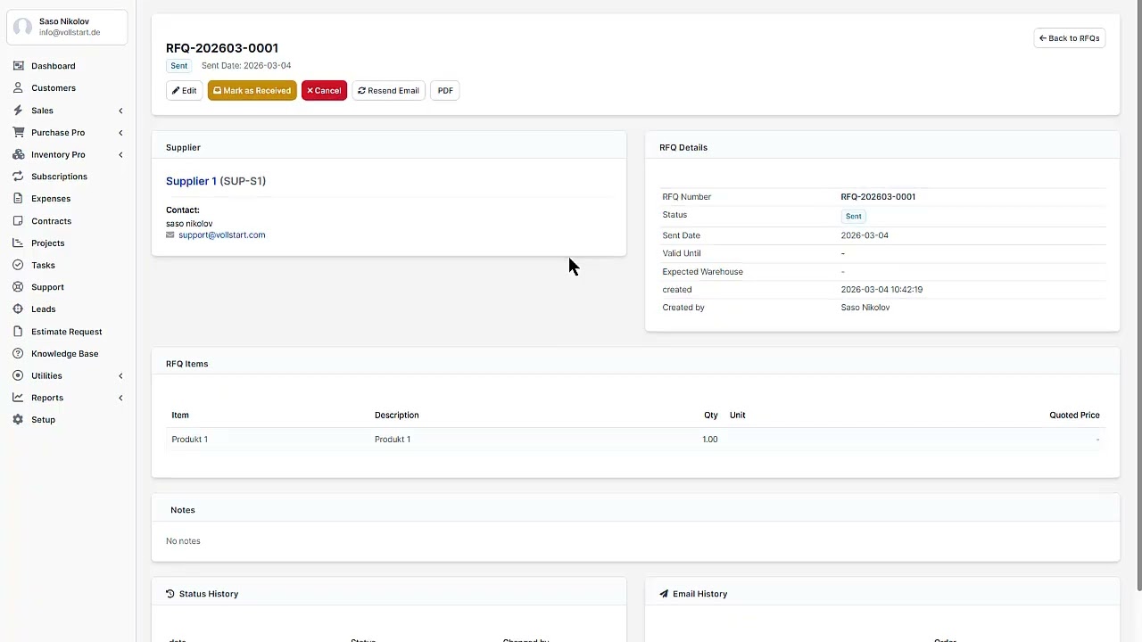RFQ - Purchase Pro — Suppliers, Purchase Orders, RFQs & Scorecard in Perfex CRM
