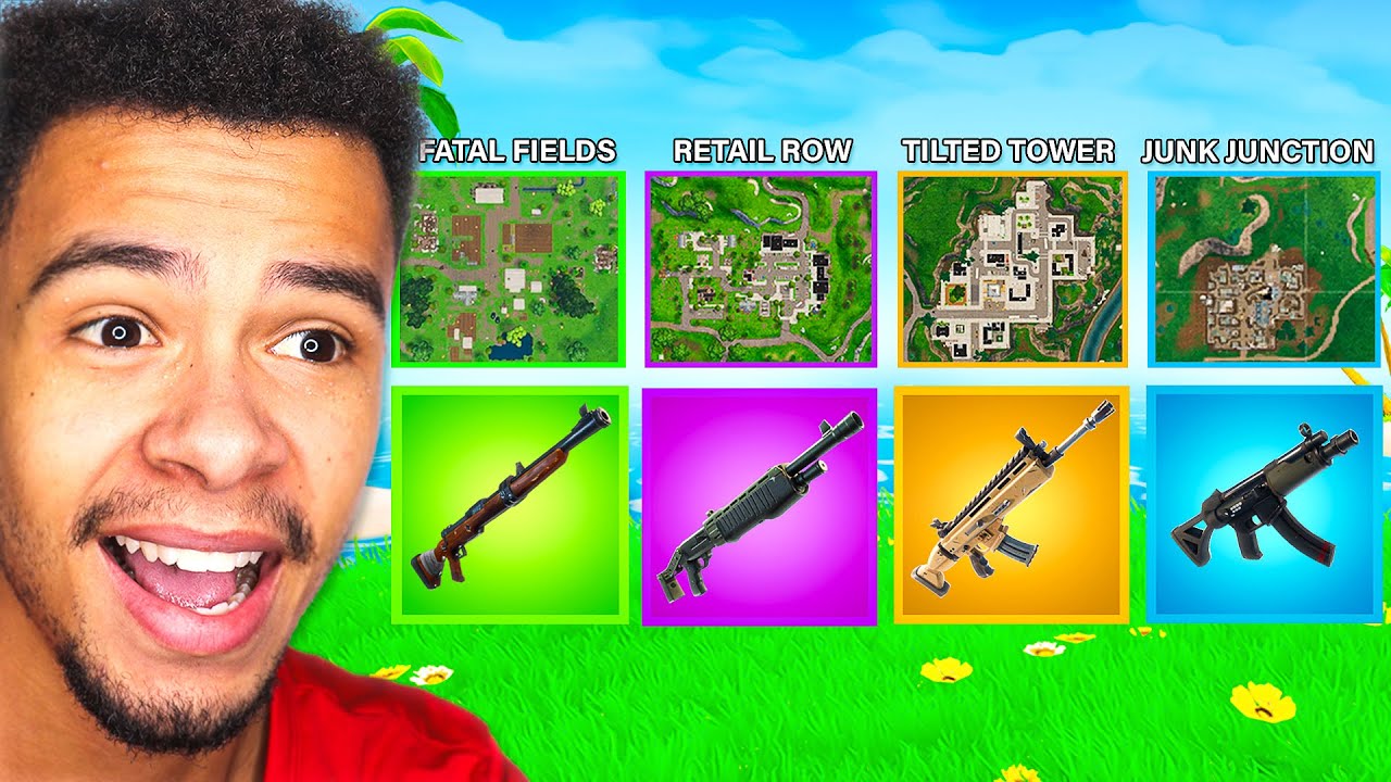 VILLE ALÉATOIRE CHALLENGE ! Mon SPAWN choisit mes ARMES pour FAIRE TOP 1 sur FORTNITE CHAPITRE 1 !