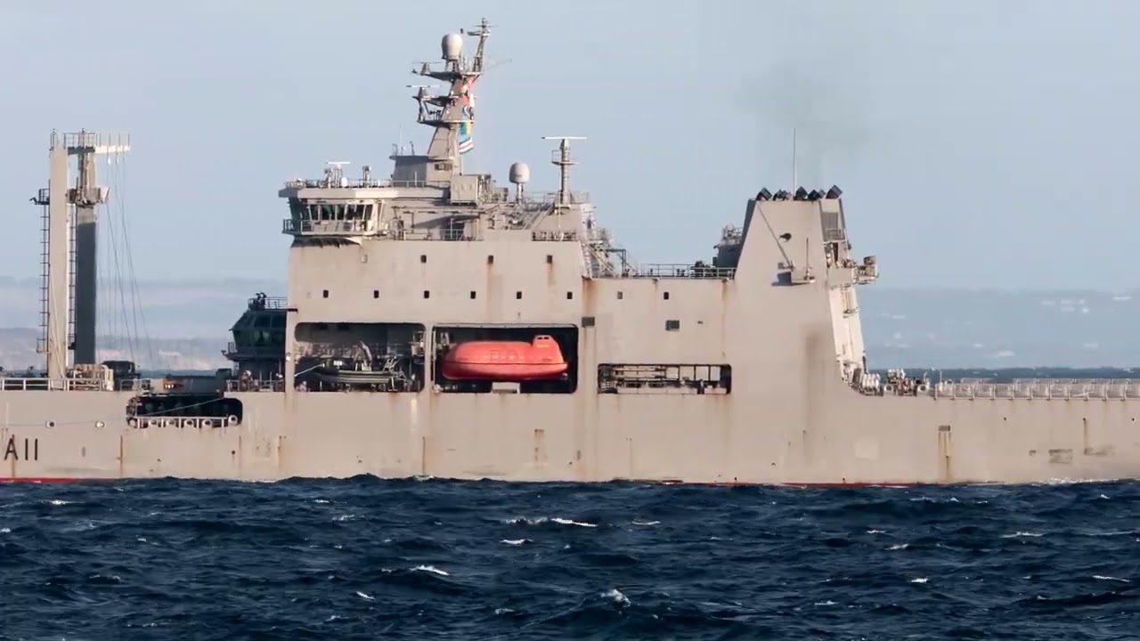 The New Zealand Navies supply ship Aotearoa is seen inbound off Point Lonsdale, Victoria, Australia.