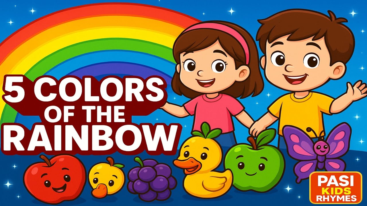 “🌈 5 Colors of Rainbow Song for Kids | Hindi Educational Rhyme | Learn Colors with Fruits & Animals”