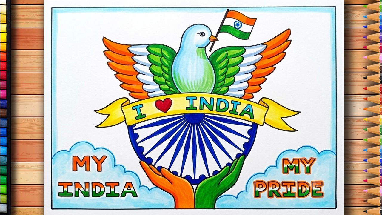 Republic Day Poster Drawing | Independence Day Poster | 15 August Drawing | 15 August Easy Poster