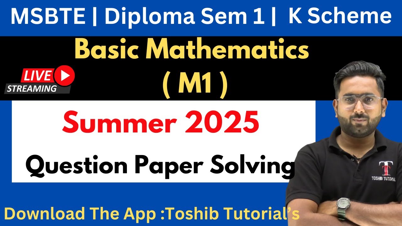 🔴 LIVE | Basic Mathematics Sem 1 Diploma | Last Minute Revision | Toshib Tutorial's