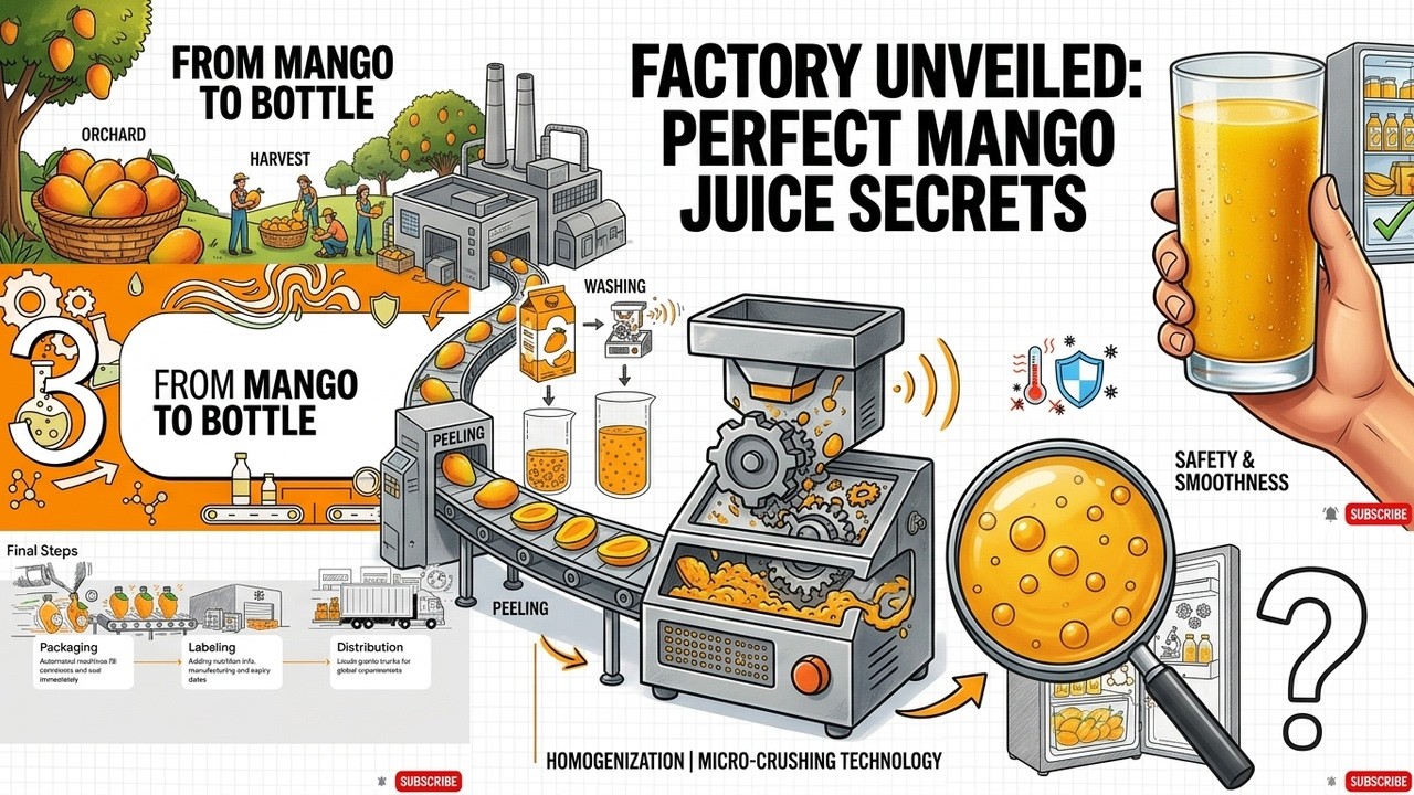 🥭 How Mango Juice Is Made in a Factory | Complete Manufacturing Process 🏭