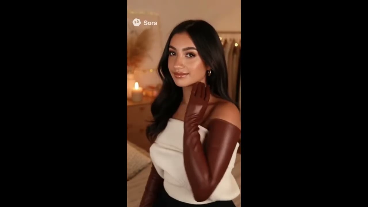 November 20, 2025 - brown leather long opera gloves #leathergloves #operagloves