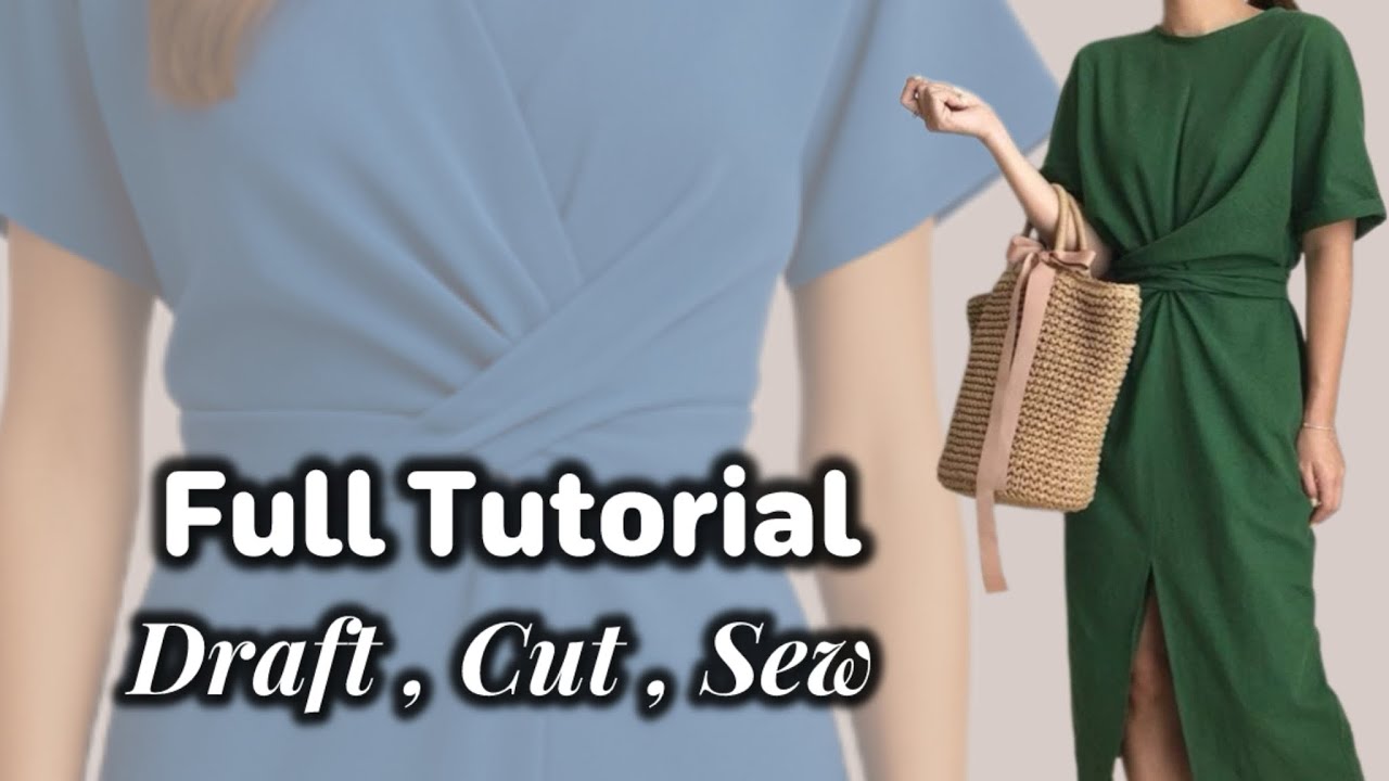 ♦️Full Tutorial: Draft & Sew a Kimono Sleeve Wrap Dress ✂️ | Built-In Fit, No Extra Ties