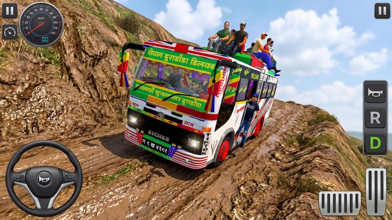 Eicher Nepali Bus Driving | Mountain Hill Road Map 😱 | Bus Simulator Indonesia | Android Gameplay 