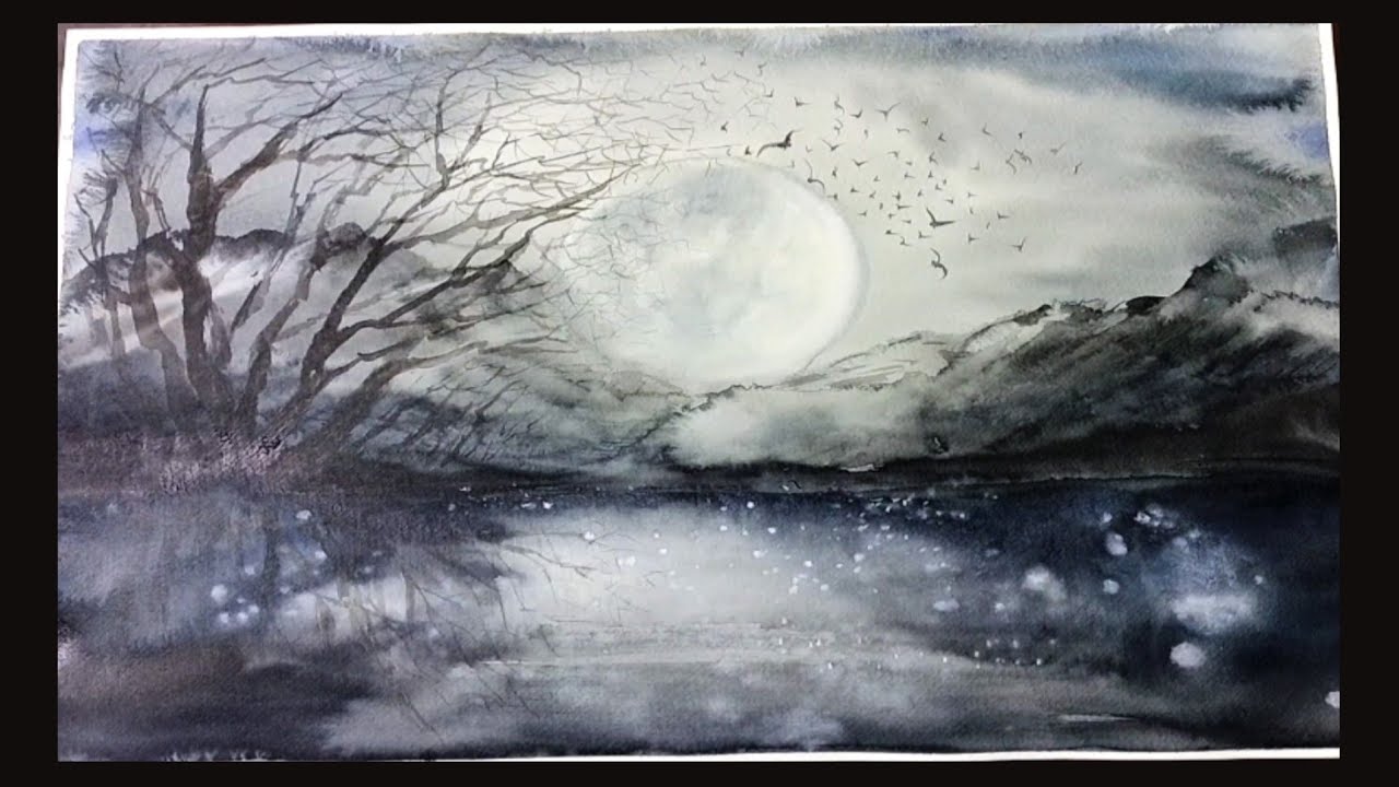  🌃How To Paint Night Sky Painting For Beginners! Night Sky painting Beginners!! Watercolor Painting!