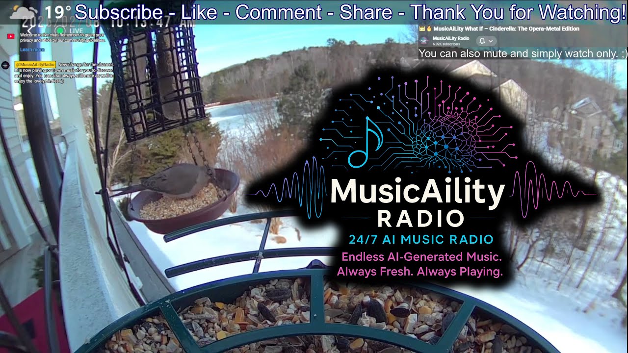 🎶 MusicAiLity Radio – 24/7 AI Music Live Stream with LIVE Bird Feeder