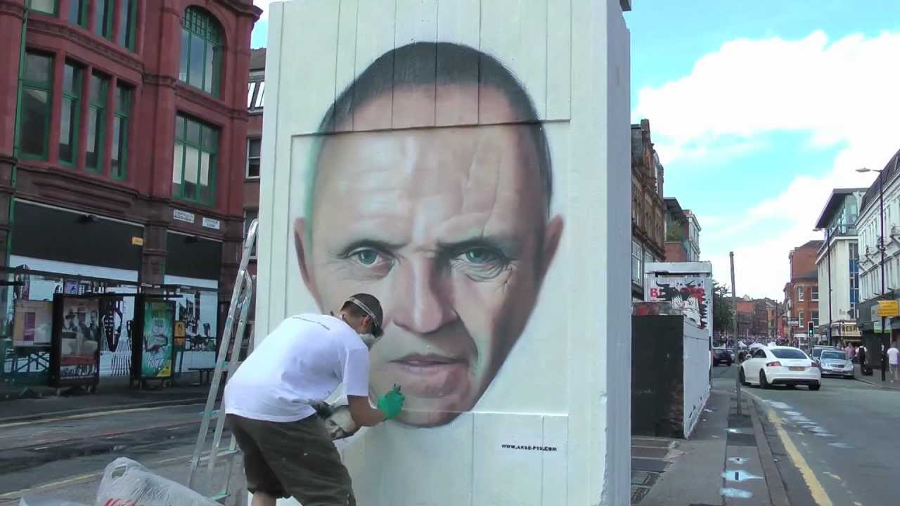 Hannibal Lecter graffiti portrait by Akse (P19 Crew) timelapse