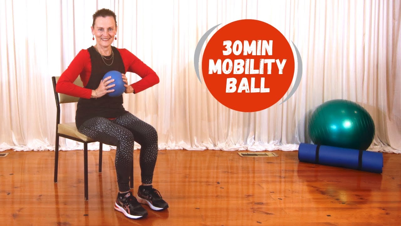 [Mobility Ball #04] Low intensity seated chair exercises for older adults, seniors, and elderly