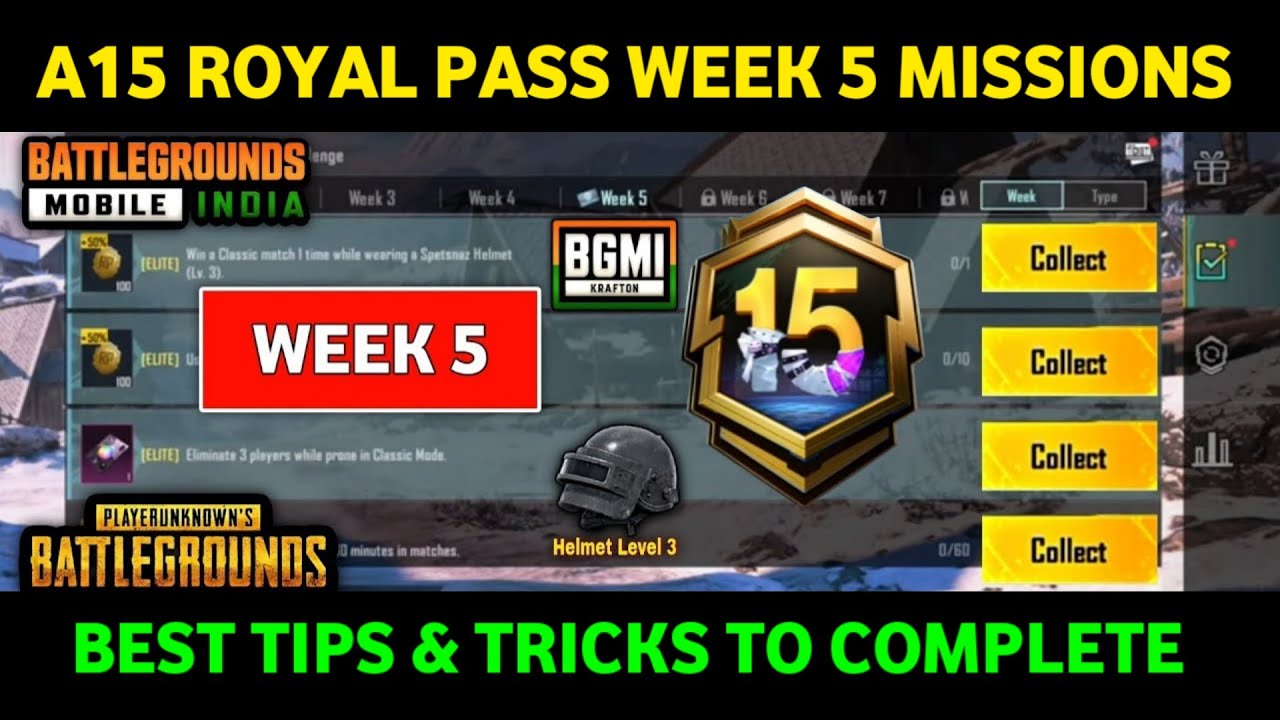 A15 WEEK 5 MISSION | PUBG WEEK 5 MISSION EXPLAINED | A15 ROYAL PASS WEEK 5 MISSION | C9S26 WEEK 5