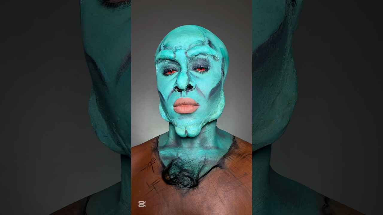 Handsome Squidward 🦑🩵 #youtubeshorts #makeupideas #squidward