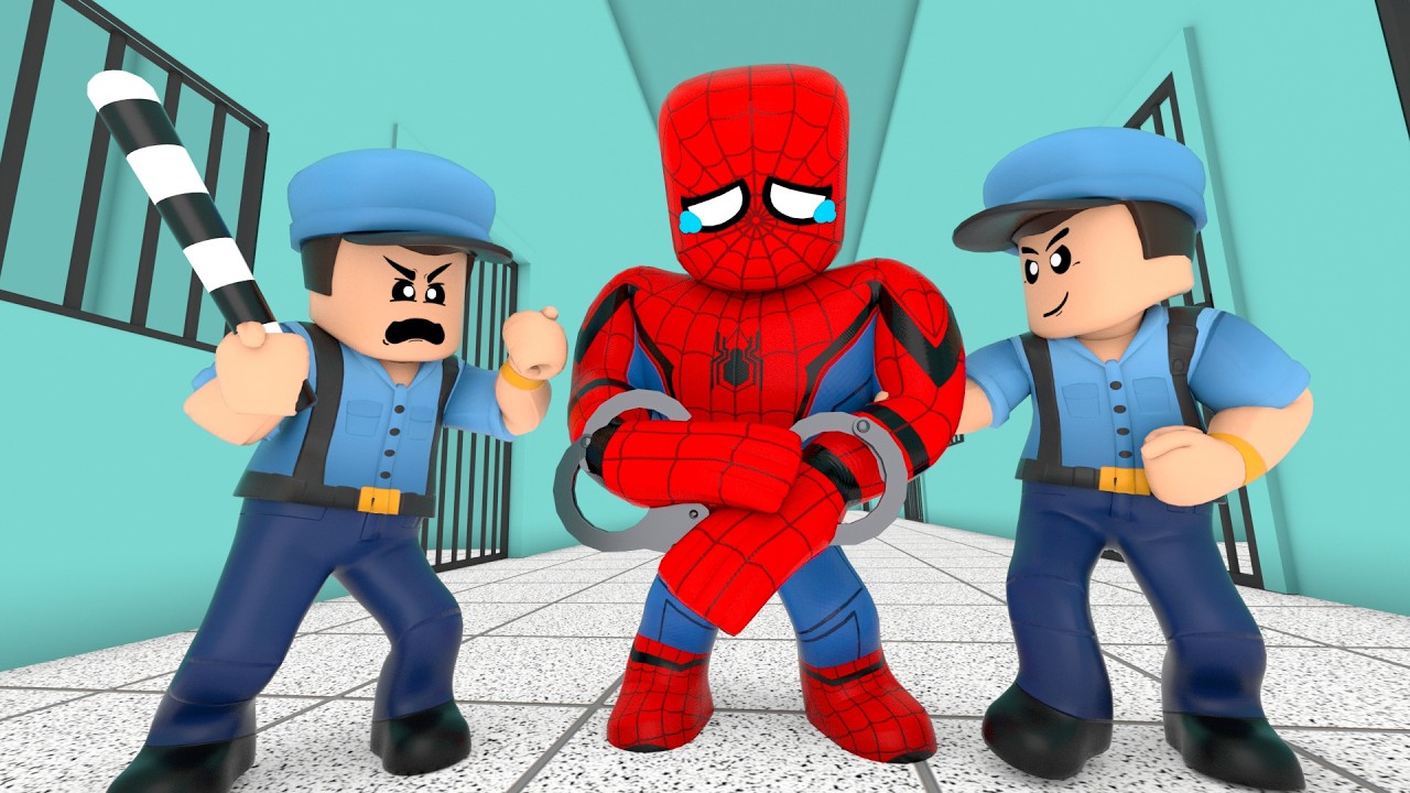 Roblox 3D FunToon Roblox: SPIDERMAN Jailbreak - Police Muscle Arrest