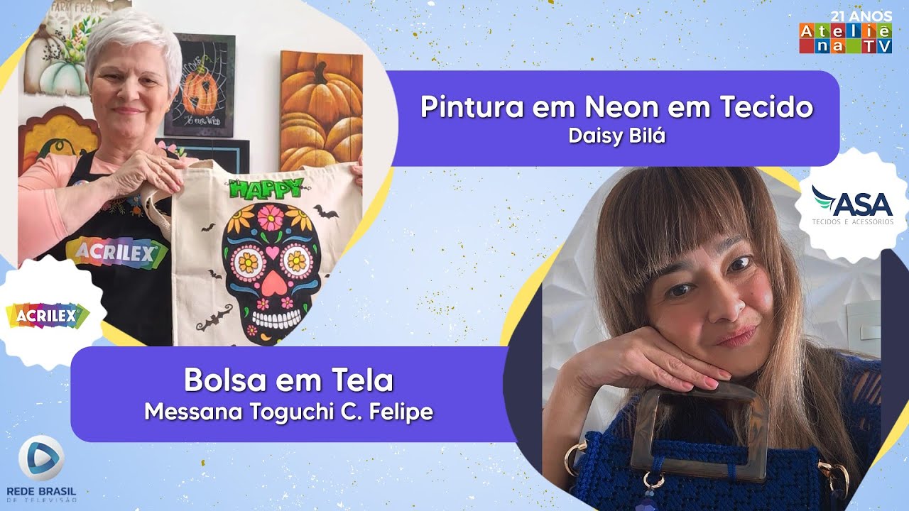 BOLSA EM TELA / PINTURA NEON EM TECIDO