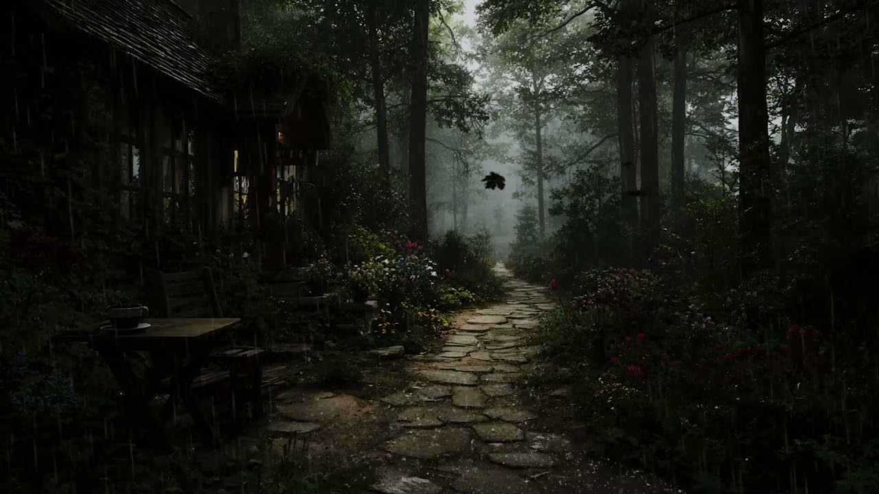 Heavy Rain Sounds in Secret Garden 🌧️ Deep Sleep & Relaxation