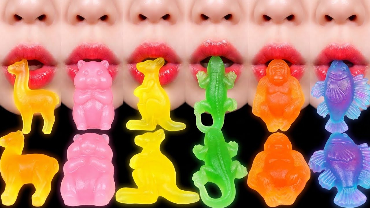 ASMR 젤리음식동물 1 HOUR FOR RELAX, SATISFYING EATING JELLY, CUTE EMOJI JELLY FOOD | ASMR MUKBANG