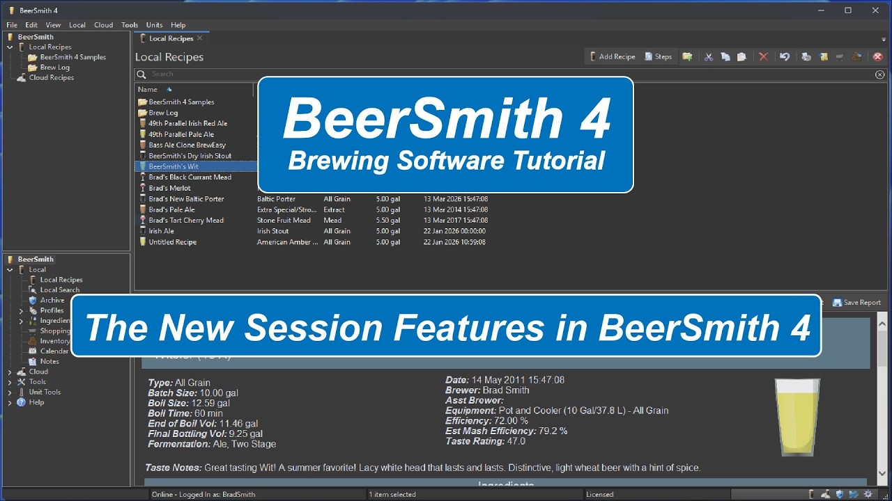В BeerSmith 4 появилась новая рубрика «Рецепты».