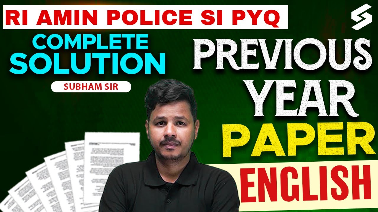 RI ARI AMIN, Odisha Police SI 2025 | English Previous Year Question Paper By Shubham Sir
