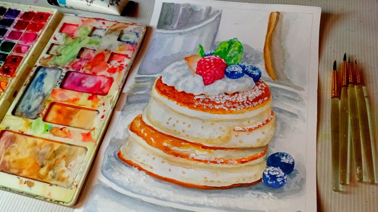 🎨Paint with Me: Food Art, Cozy Vibe 🍃 [ Japanese Souffle Pancakes 🥞] 