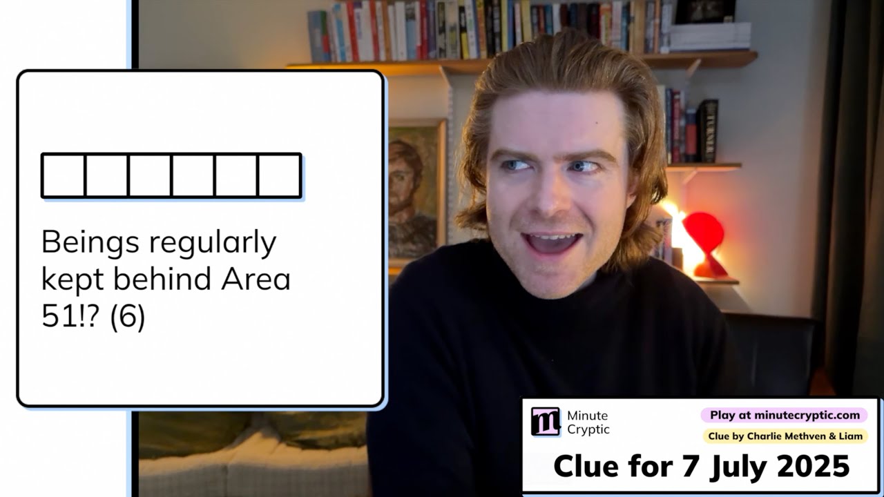 Minute Cryptic Clue 377: Beings regularly kept behind Area 51!? (6)