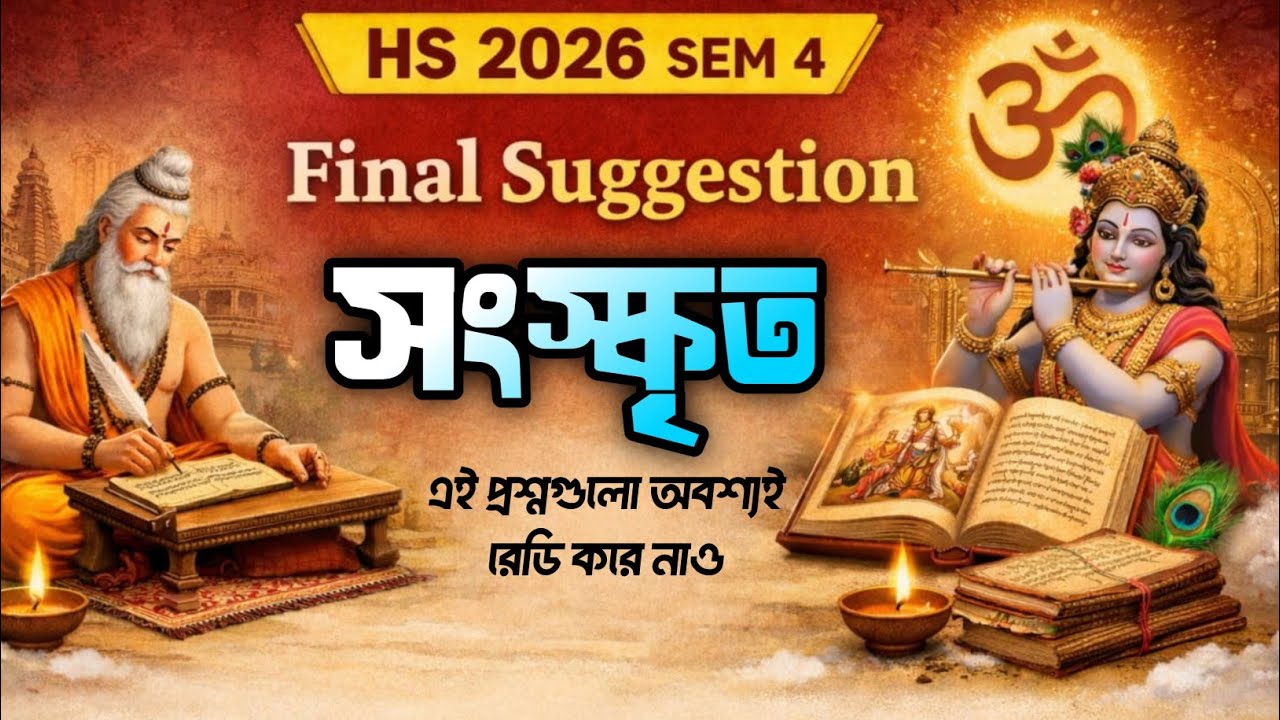 HS 2026 Sem 4 সংস্কৃত ফাইনাল সাজেশন || class 12 semester 4 Sanskrit last minute suggestion 2026 ||