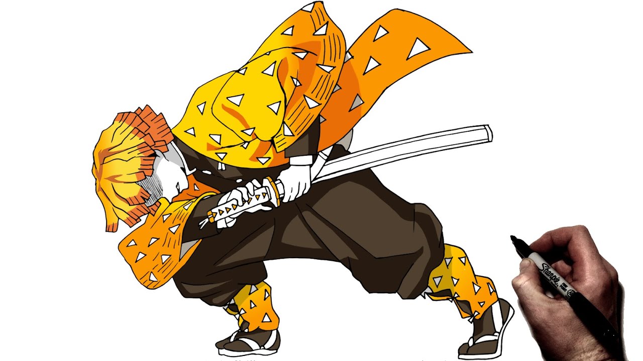 How To Draw Zenitsu (Thunderclap) | Step By Step | Demon Slayer