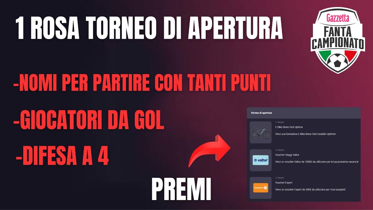 ROSA MISTA per TORNEO APERTURA - da PLUSVALENZA e impostata per GENERALE - GUIDA FANTACAMPIONATO