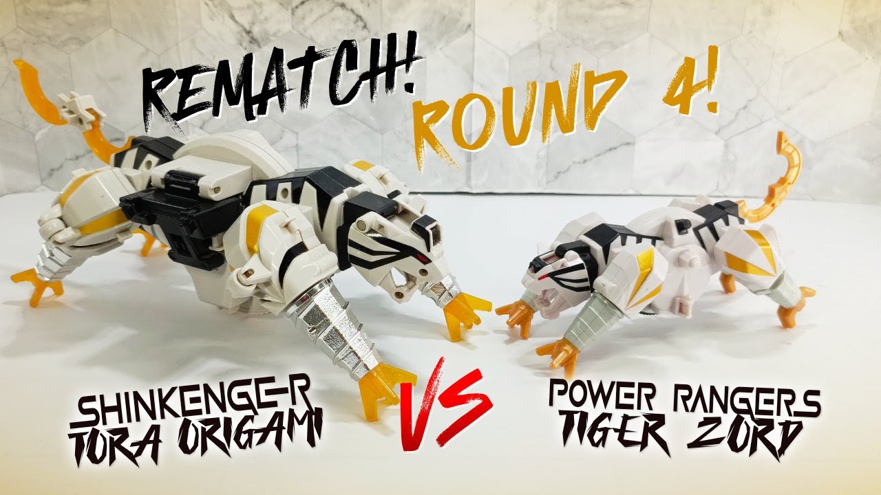 Rematch - Round 4! DX Shinkenger Tora Origami VS Power Rangers Samurai Tiger Zord Comparison