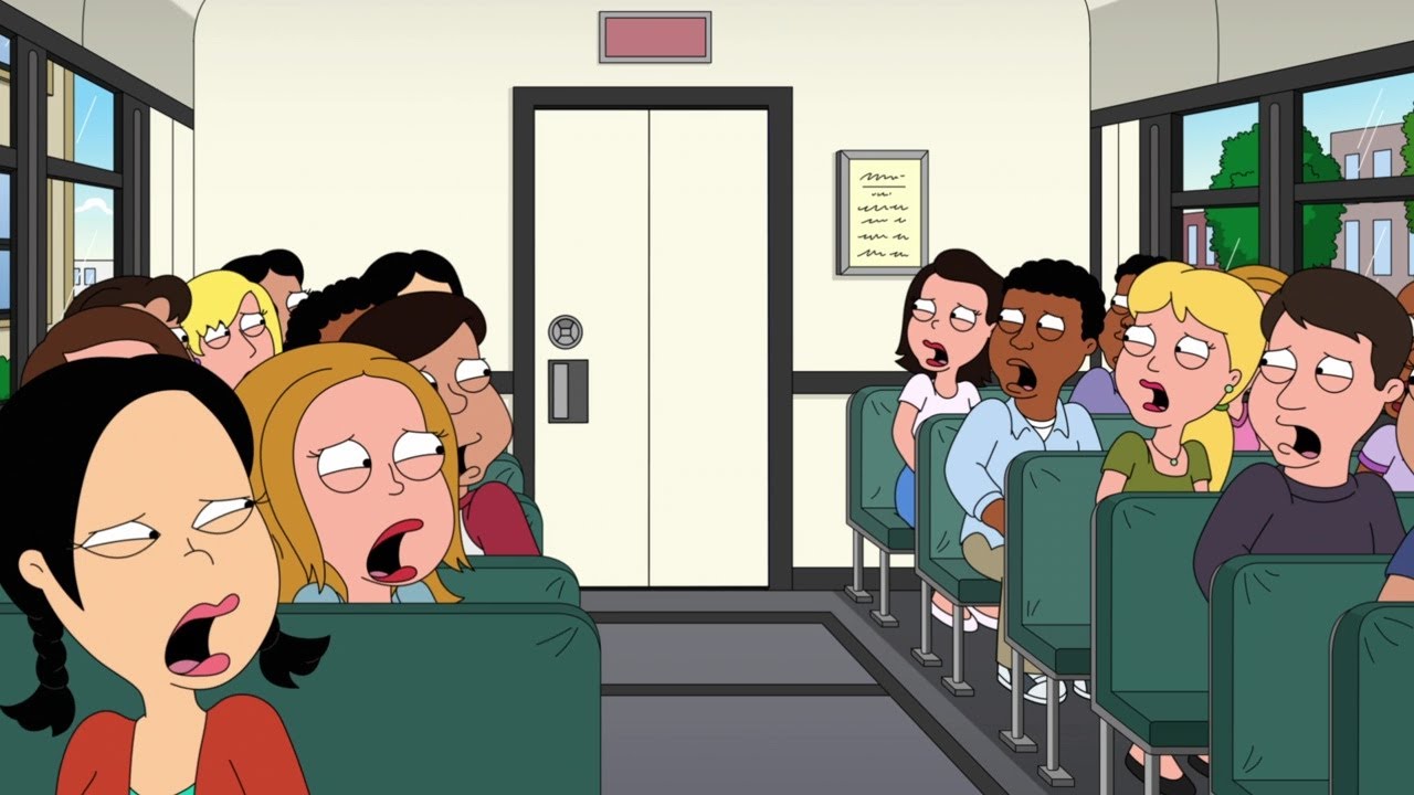 Family Guy - Can someone please turn on the Always-1978 bus radio?
