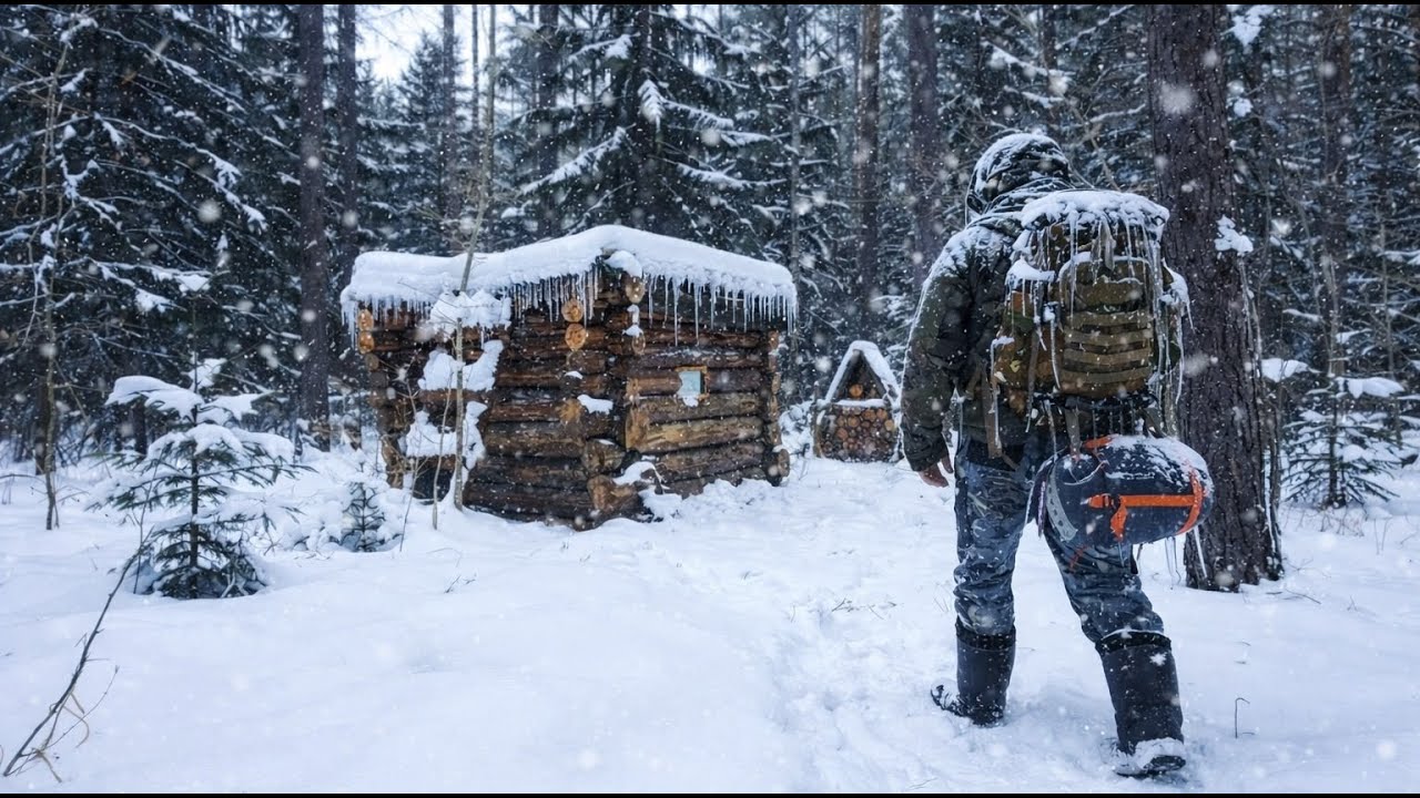 ИЗБА СПАСЛА ОТ ХОЛОДА И ПРИЮТИЛА НА НОЧЬ.ЧУТЬ НЕ ЗАМЁРЗ В ТАЙГЕ! ЭКСТРЕМАЛЬНАЯ НОЧЬ! ДИКАЯ ККХНЯ!