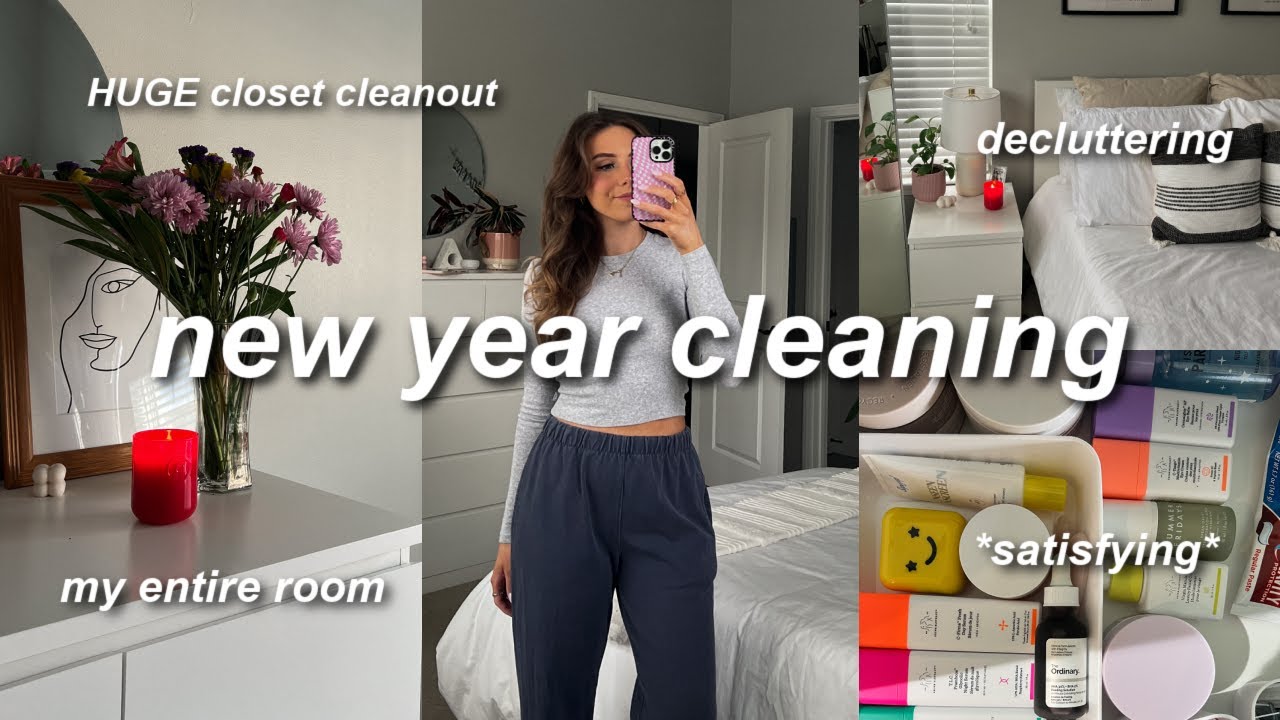 DEEP CLEANING + DECLUTTERING my entire room for 2023!! (this will motivate you) *satisfying*