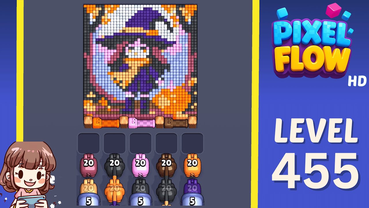 Pixel Flow Level 455 Solution Walkthrough