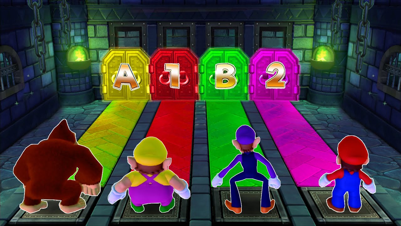 Mario Party 10 Minigames - Donkey Kong Vs Mario Vs Wario Vs Waluigi (Master Difficulty)