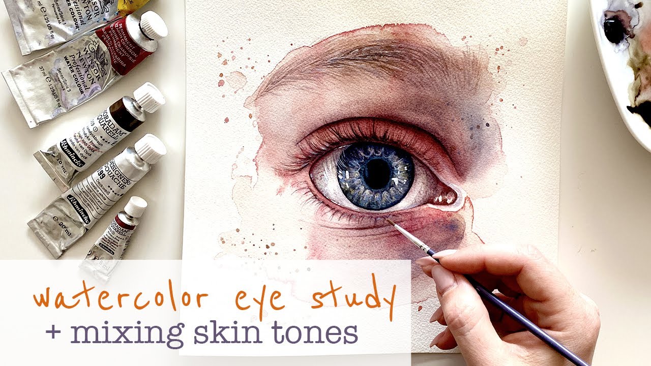 How to mix skin tones in watercolor + EYE PAINTING (tutorial)