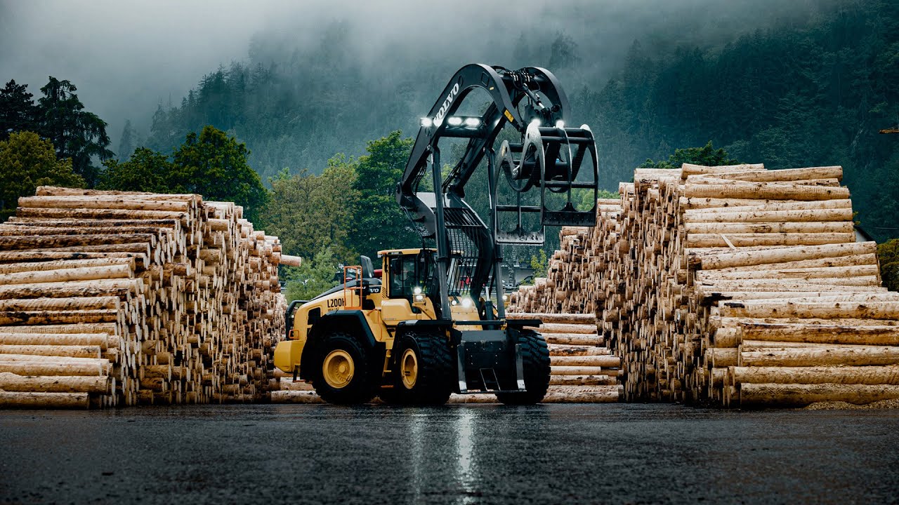 Volvo L200H High Lift  at a log yard in Austria