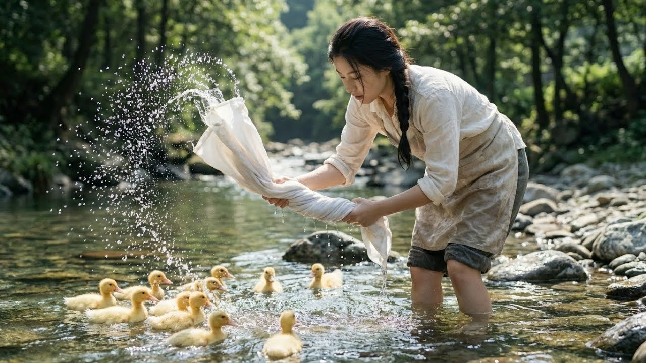 Summer Morning Routine: Washing Clothes by the Stream & Sun Drying