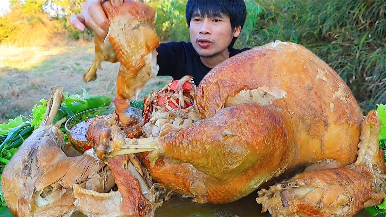 ต้มไก่จิ้มซีฟู้ดแกล้มผักสดแซ่บคักอีหลีครับพี่น้อง ASMR MUKBANG EATING SHOW#โก้อีสานพาแดก 
