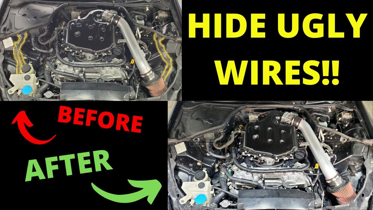 Infiniti G35 Nissan 350Z | How To Wire Tuck & Hide UGLY Wires In An Engine Bay