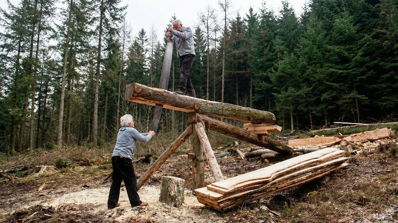 WATCH Craftsmen Saw Wooden Planks By Hand!
