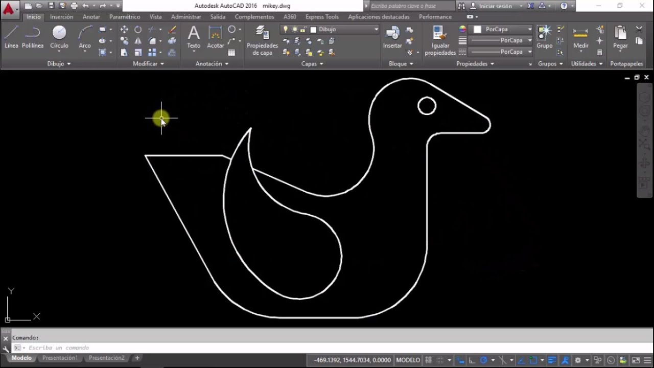 AUTOCAD dibujo de un Pato