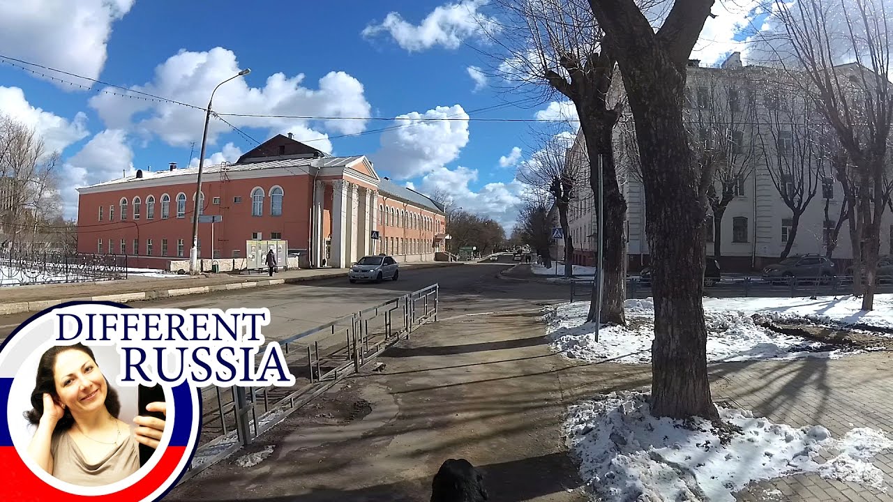 Morning Walk in a Small Town in Moscow Region, Russia.  Local State Kindergarten