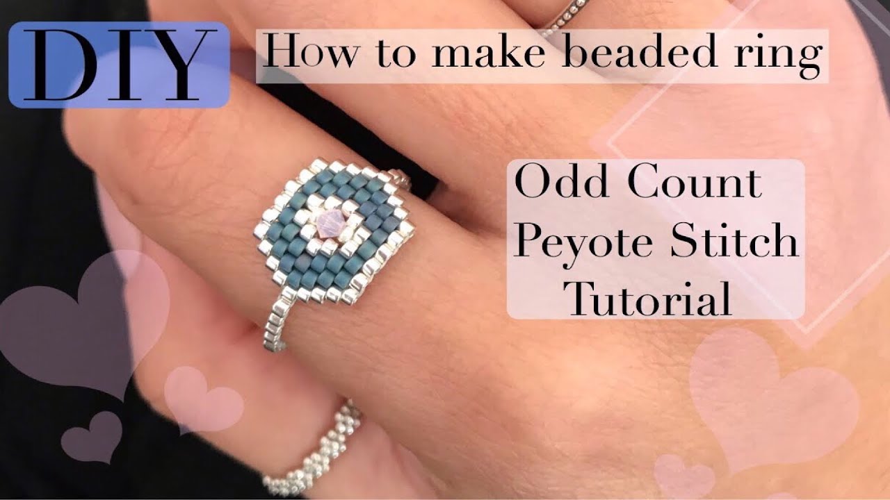 #DIY odd count peyote stitch ring beaded ring #tutorial/ bicone #Beadwork