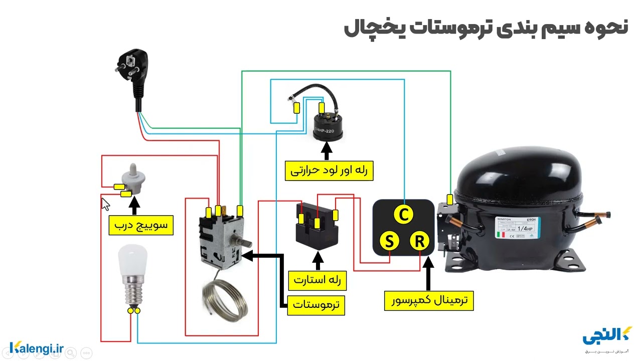 نحوه سیم بندی ترموستات یخچال