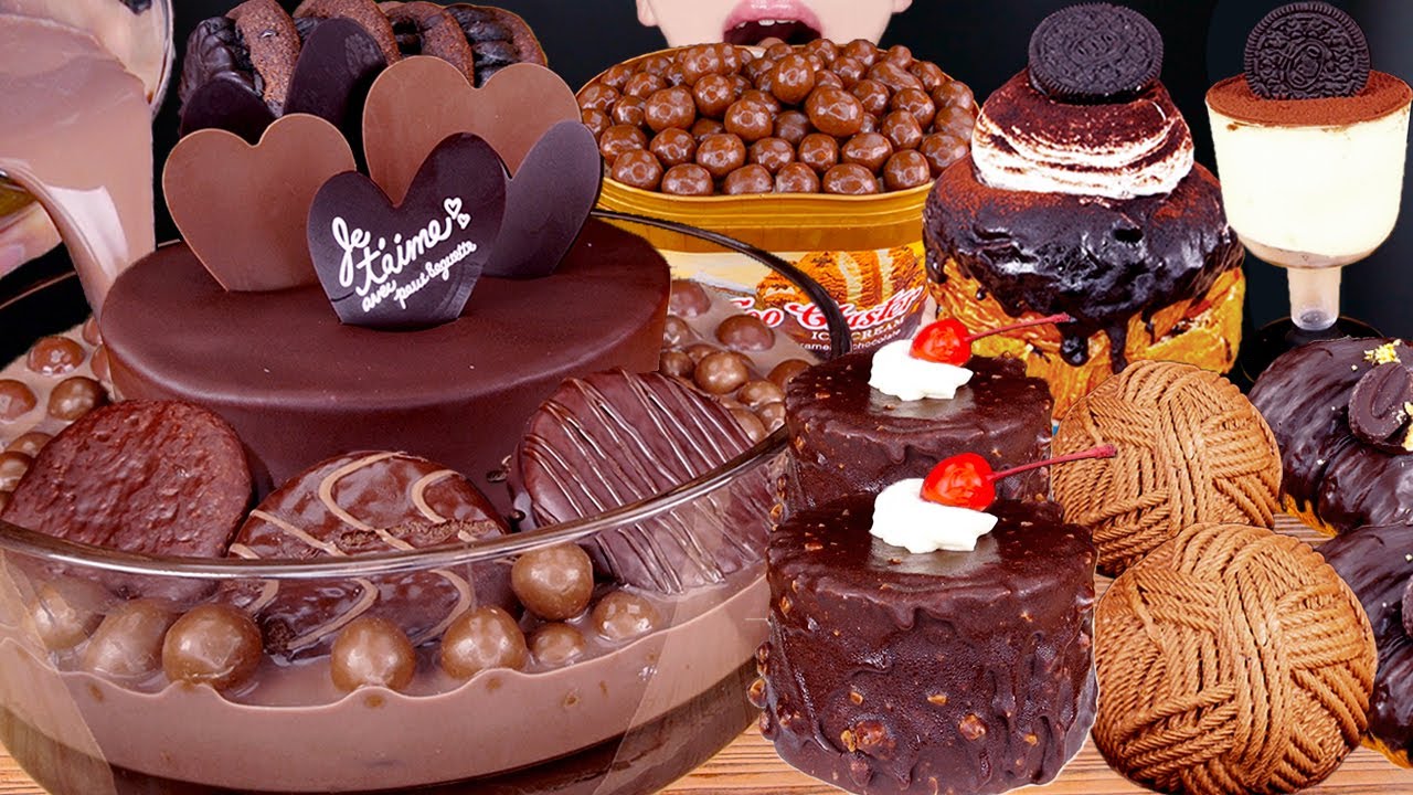ASMR MALTESERS CHOCOLATE MILK MAGNUM ICE CREAM OREO CAKE NUTELLA DESSERT MUKBANG 먹방咀嚼音 EATING SOUNDS