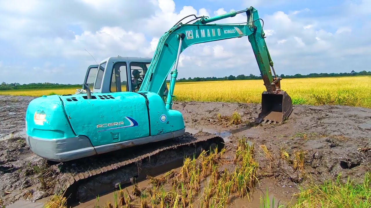 Máy Xúc Đất KOBELCO Màu Xanh Múc Đất, Đào Ao Nuôi Cá, Làm Việc Ngoài Ruộng - MinhAn Toys