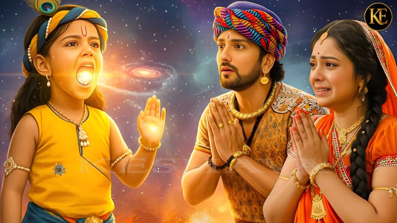 बाल कान्हा ने जब अपने मुख में दिखाया पूरा ब्रह्माण्ड देख मैया और बाबा हुए आश्चर्यचकित || YMKN ||